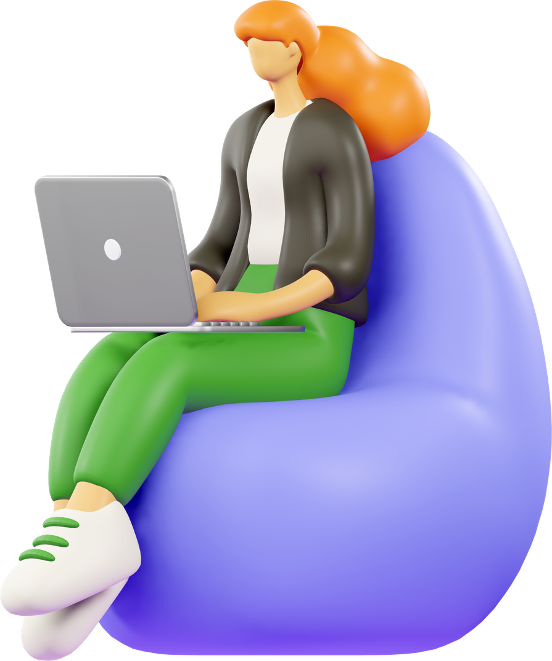 Woman on bean bag